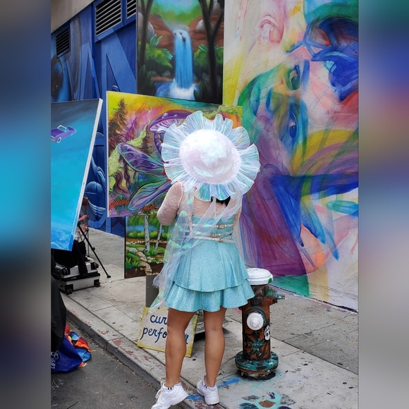 Blue Shimmer Tiered Dress - Picture 4 of 9